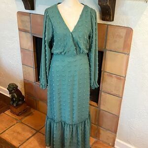 The Line of Style Swiss Dot Crossover Top Maxi Dress, M!